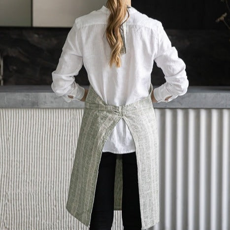Multistripe Apron, Forest Green