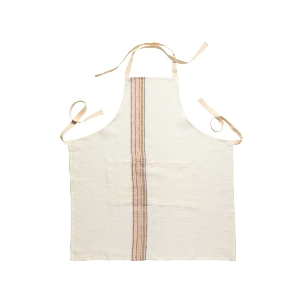Carmela Kitchen Apron, Ivory with Caramel