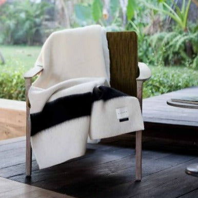 Siempre Blanket, Ivory with Black Stripe