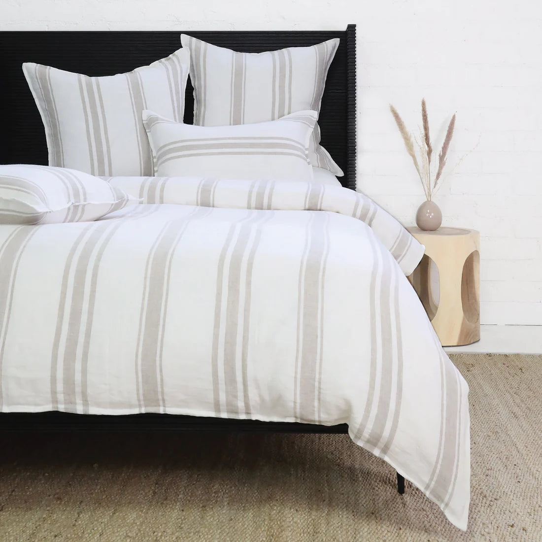 Jackson King Sham, White & Natural