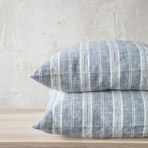 Multistripe Rectangular Pillow, Indigo