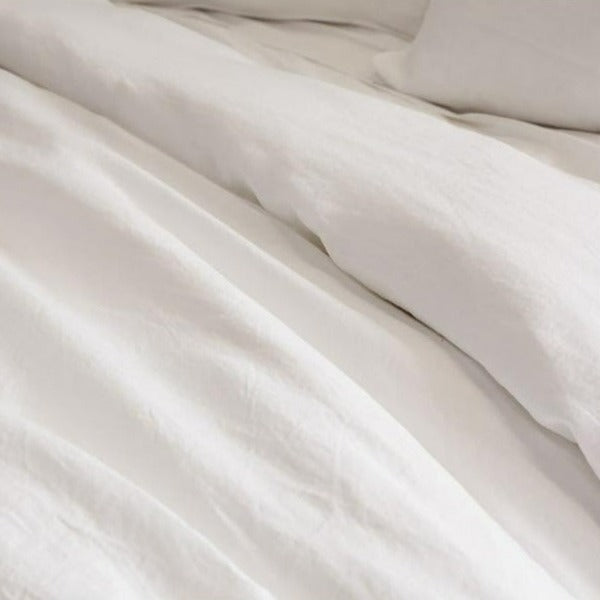 Parker Linen Queen Duvet Set, White