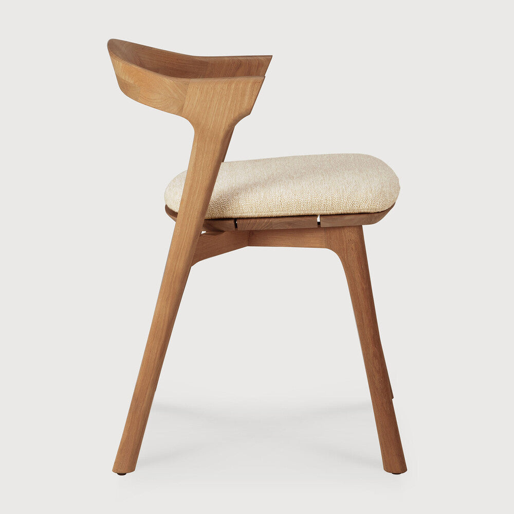 Bok Solid Teak Outdoor Dining Chair With Natural Fabric Cushion