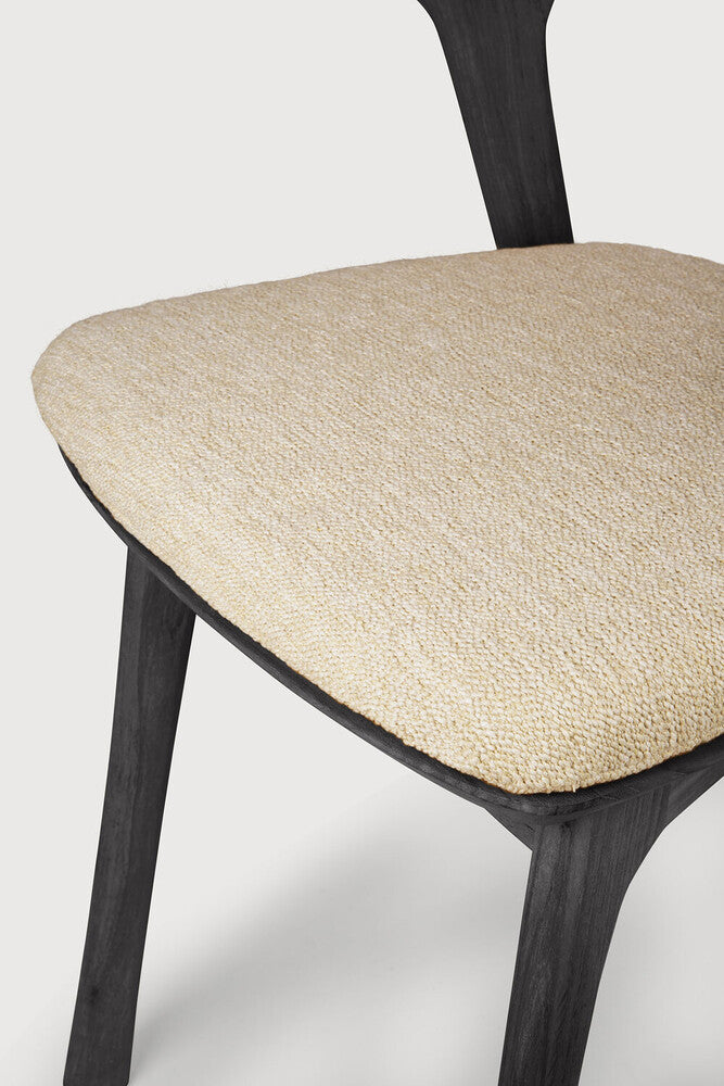 Bok Solid Black Teak Outdoor Dining Chair With Natural Fabric