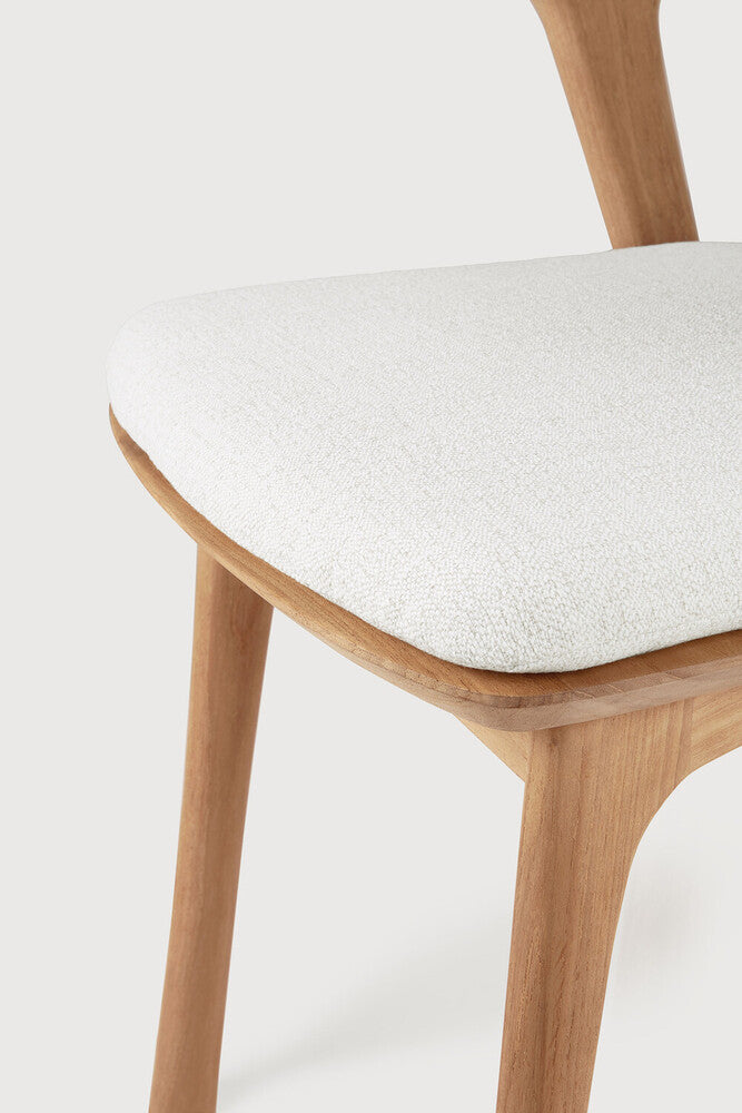 Bok Solid Teak Outdoor Dining Chair With Off White Fabric