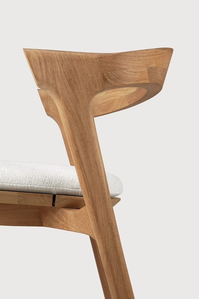 Bok Solid Teak Outdoor Dining Chair With Off White Fabric