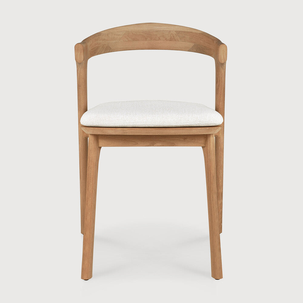 Bok Solid Teak Outdoor Dining Chair With Off White Fabric