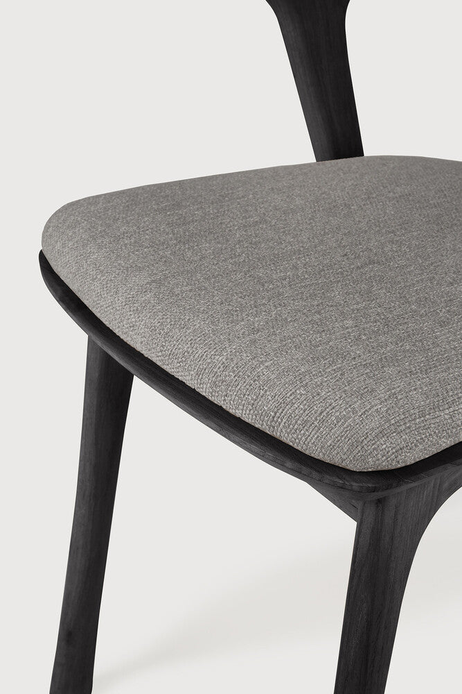 Bok Solid Black Teak Outdoor Dining Chair With Mocha Fabric