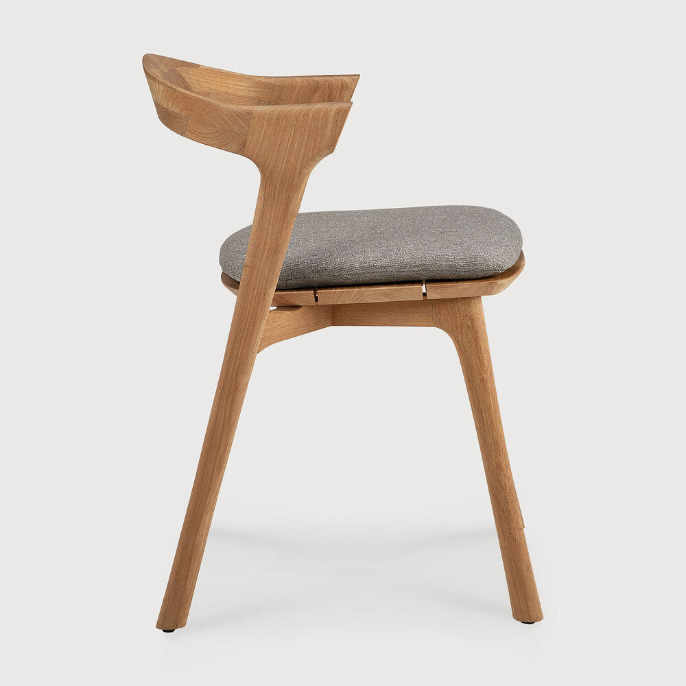 Bok Solid Teak Outdoor Dining Chair With Mocha Fabric Cushion