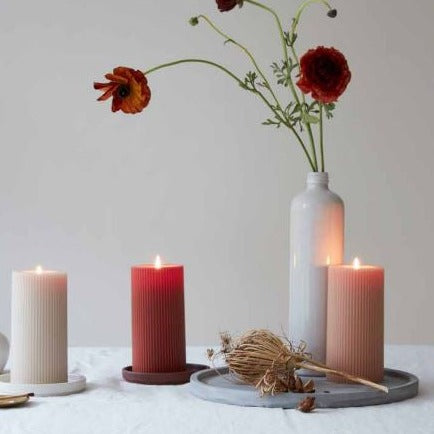 Ribbed Pillar Candle, Petal