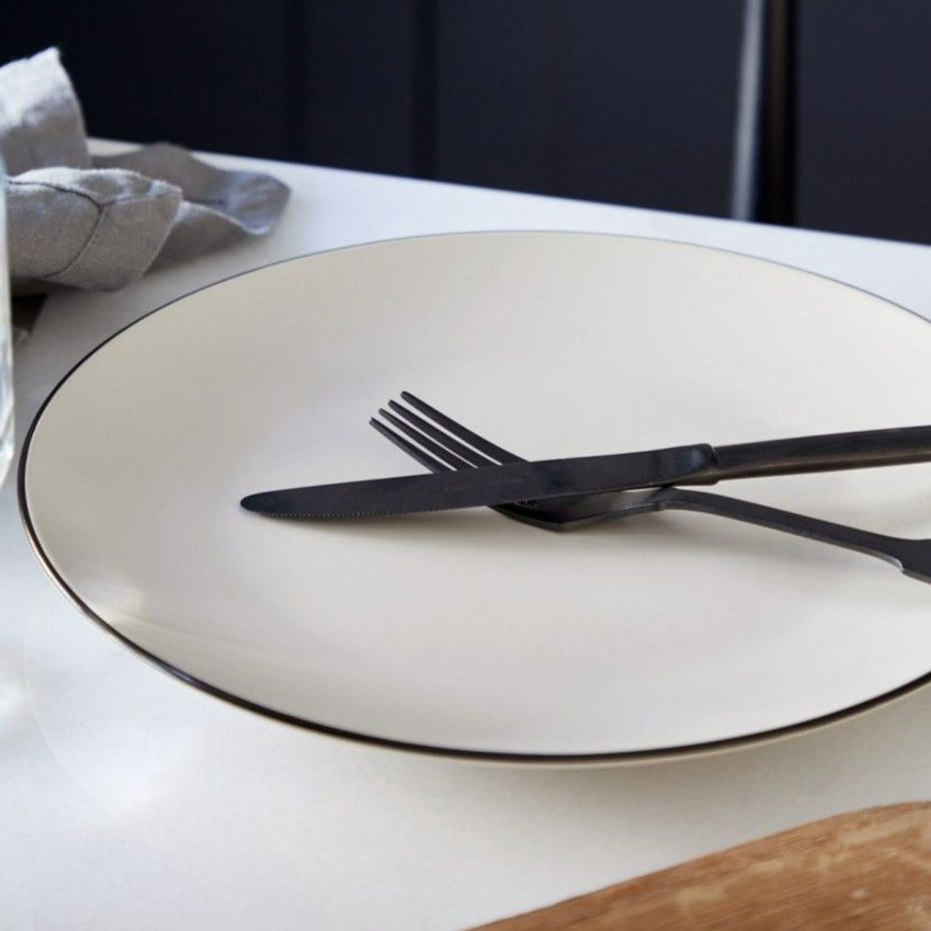 Augusta Side Plate, Natural with Black, Set of 4