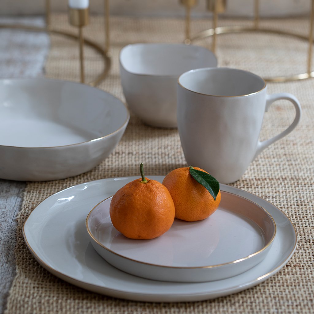 24k Gold Tam Stoneware Mug, Pearl, Set of 2