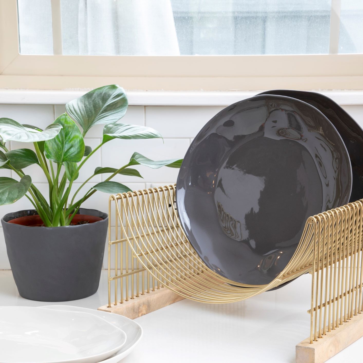 Tam Stoneware Dinner Plate, Slate, Set of 4