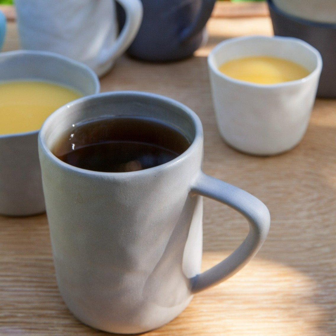 Tam Stoneware Mug, Sterling, Set of 4