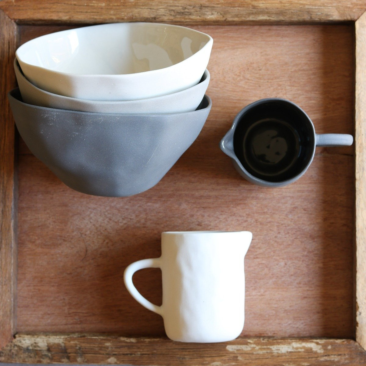 Tam Stoneware Dessert Bowl, Pearl, Set of 4