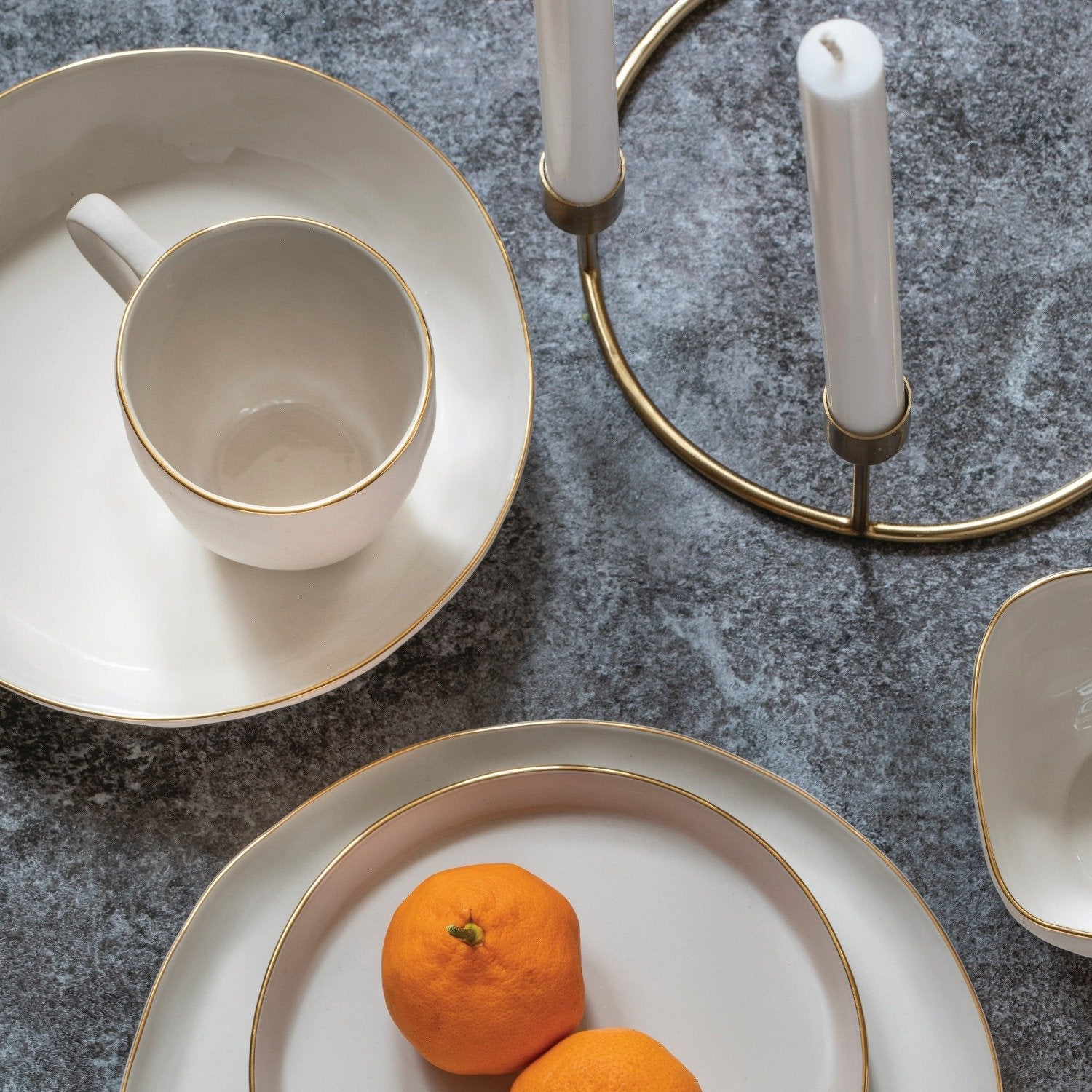 24k Gold Tam Stoneware Mug, Pearl, Set of 2