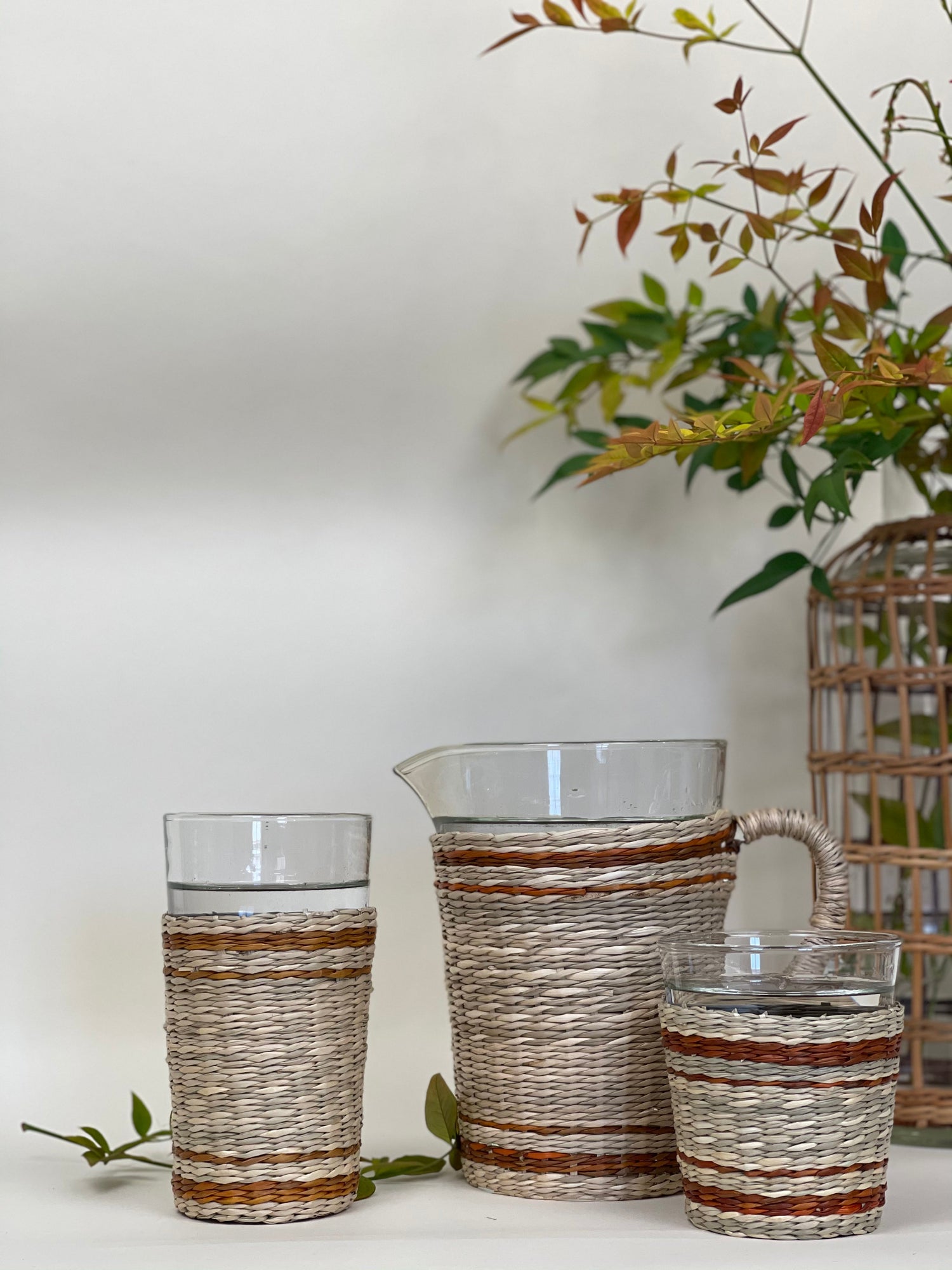 Brown Striped Seagrass Highball (Now 25% off!) Glass Seagrass Brand_Seagrass &amp; Rattan Kitchen_Drinkware lm New Arrivals Seagrass Tumblers &amp; Highballs 018EFEFB-7DF0-4C9E-9822-2D07C51F9DB1