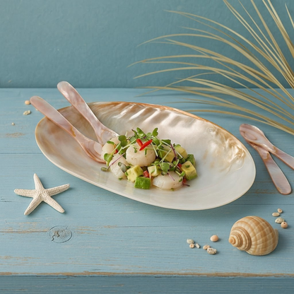 Pink &amp; Brown Large Seashell Spoons, Set of 4