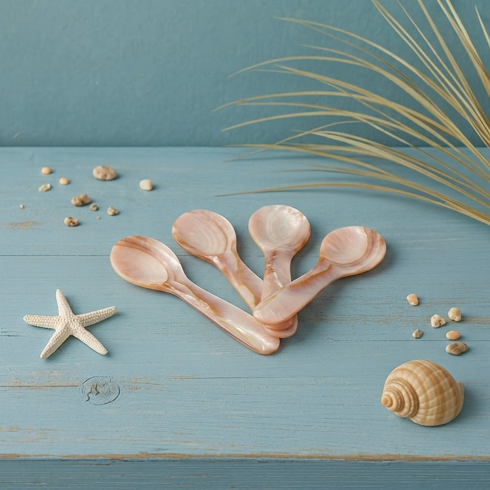 Pink &amp; Brown Small Seashell Spoons, Set of 4