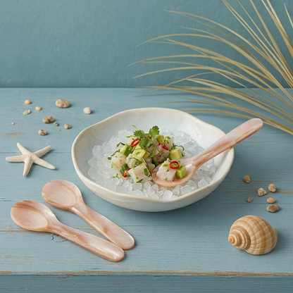 Pink &amp; Brown Small Seashell Spoons, Set of 4