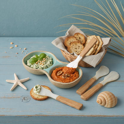 Shell &amp; Bamboo Spreaders, Set of 4