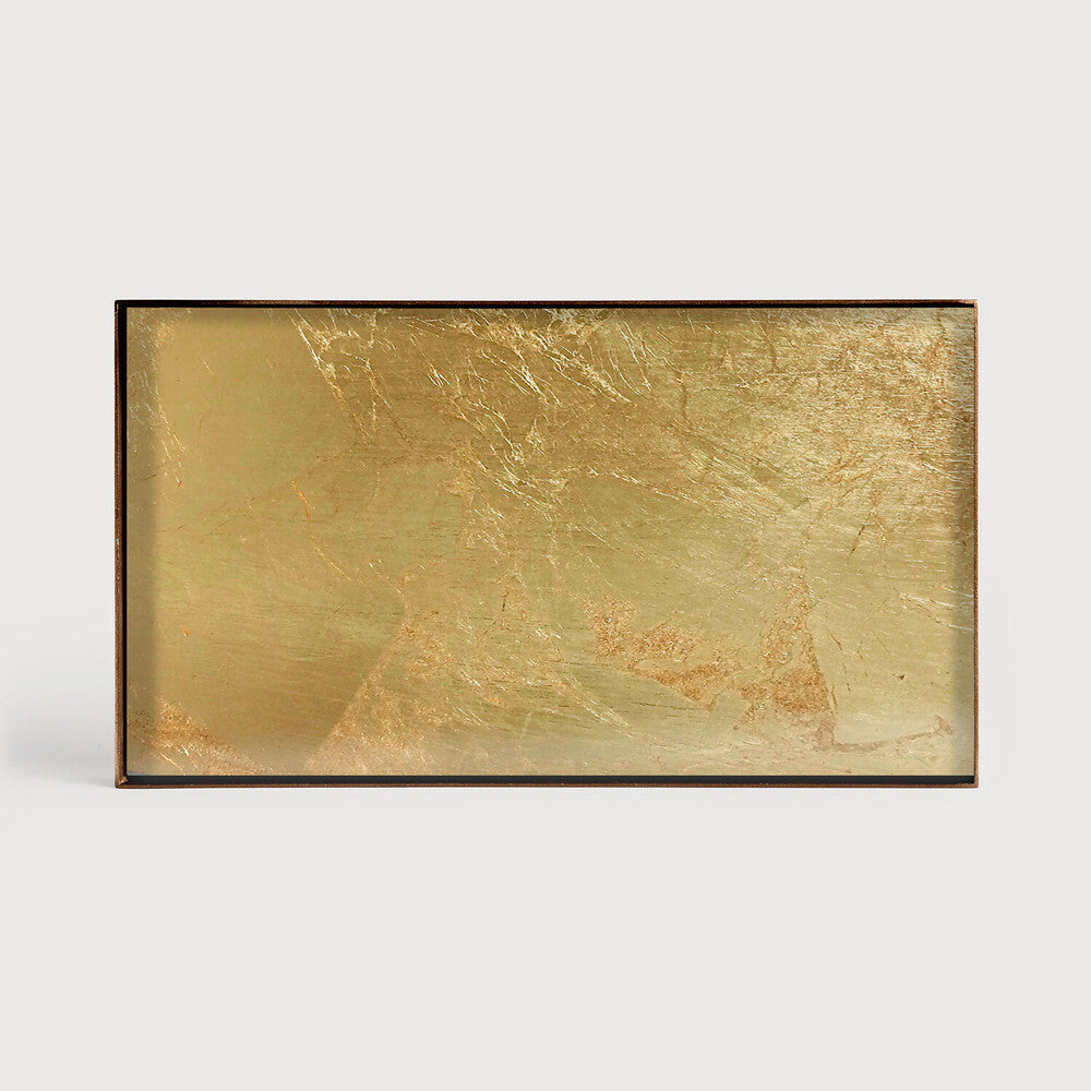 Rectangular Gold Leaf Valet Glass Tray, Medium