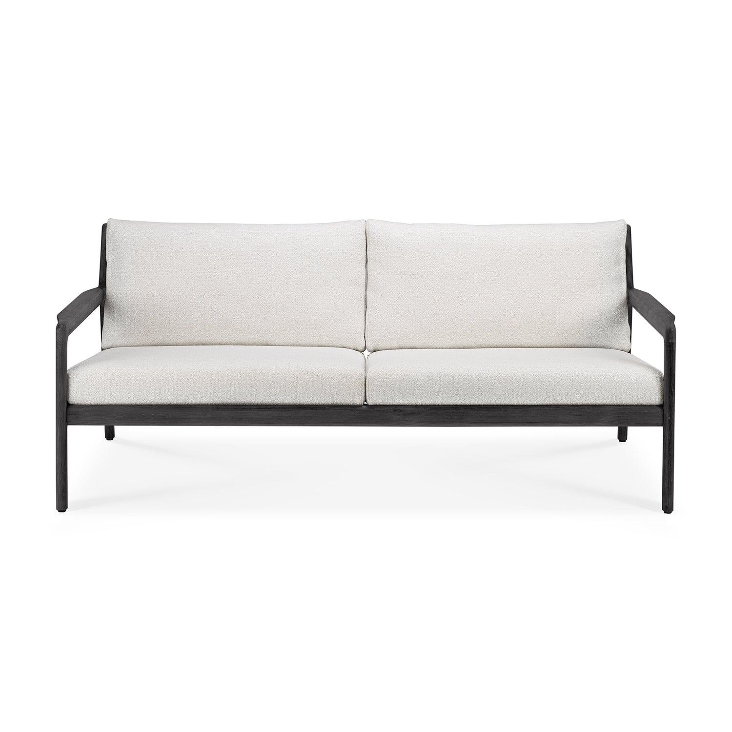 Jack Solid Black Teak Outdoor 2 Seater Sofa, Off White Fabric