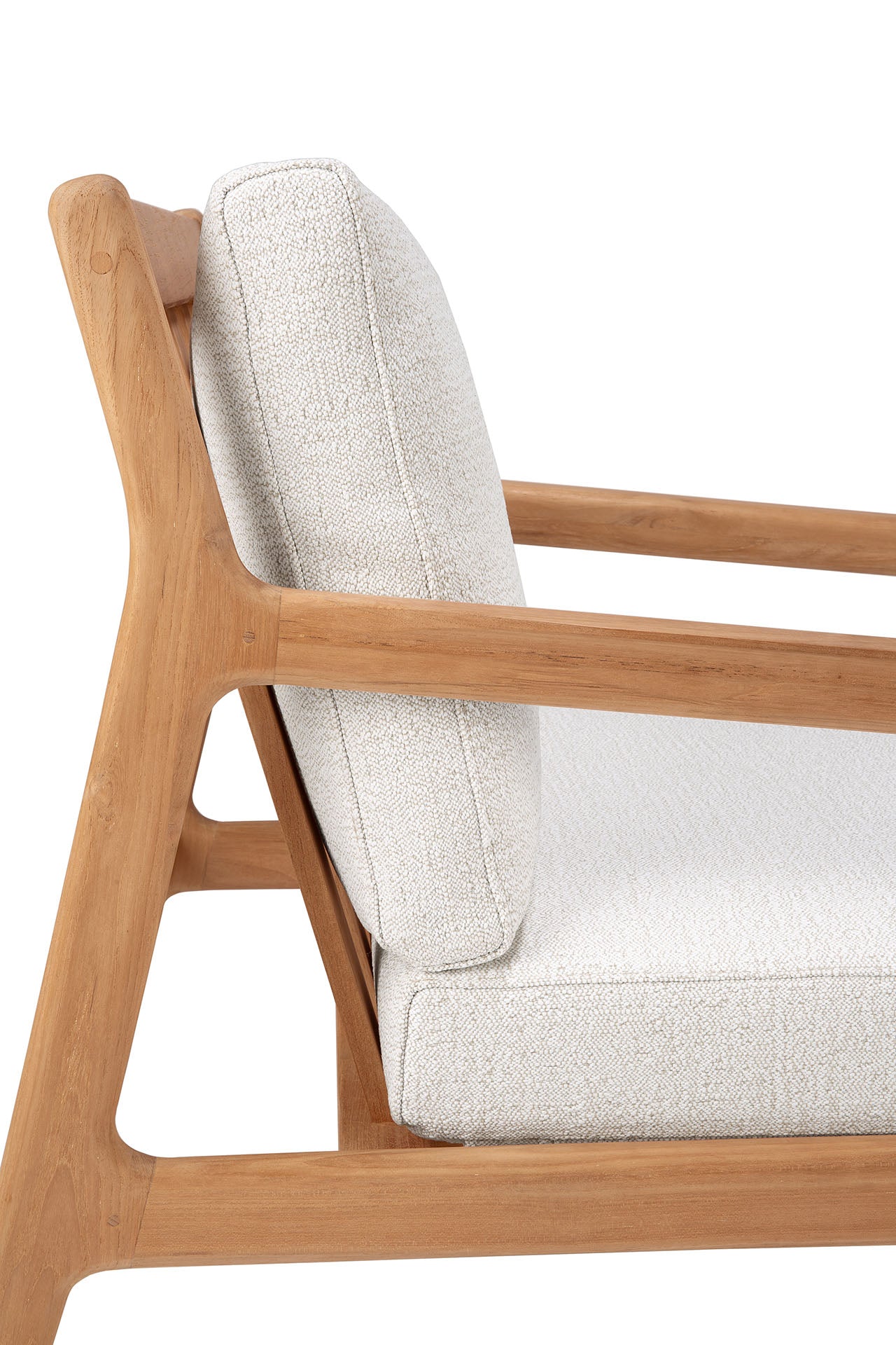 Jack Solid Teak Outdoor Lounge Chair, Off White Fabric