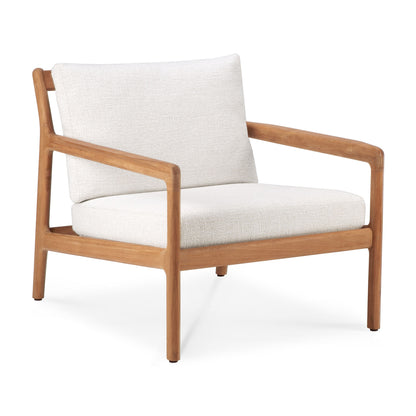 Jack Solid Teak Outdoor Lounge Chair, Off White Fabric