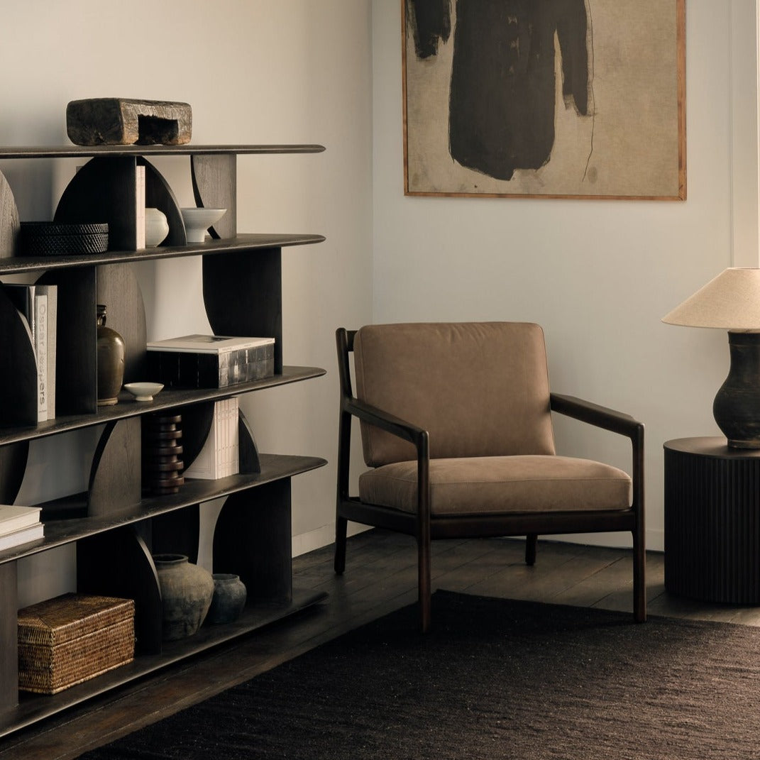 Jack Lounge Chair, Varnished Mahogany, Dark Brown, Terra Nubuck Leather