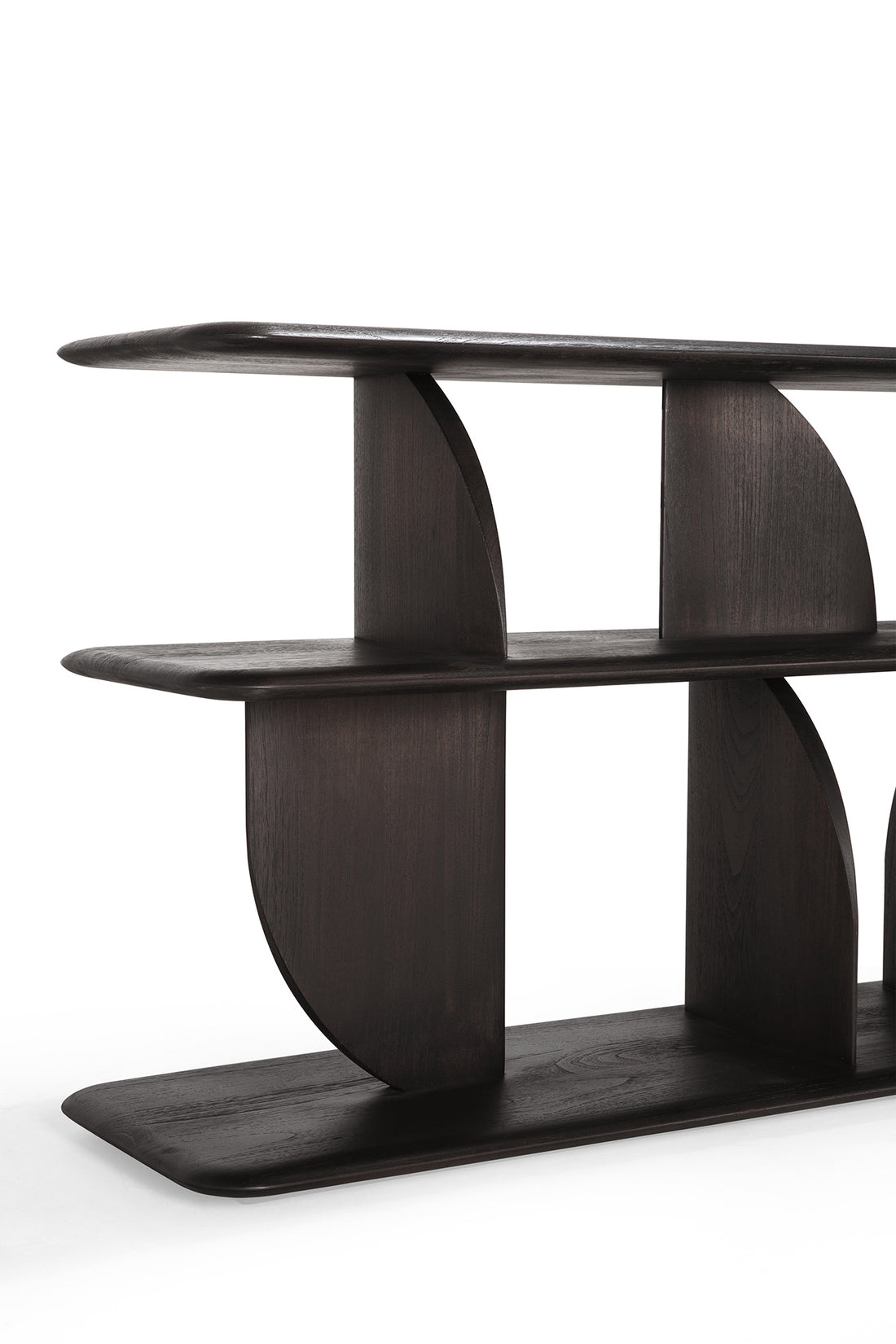 Geometric console - varnished teak - dark