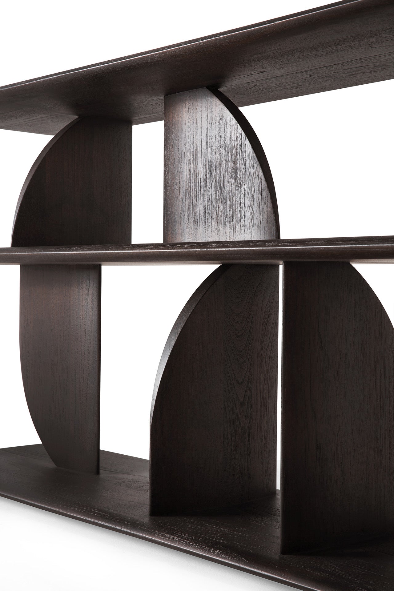 Geometric console - varnished teak - dark