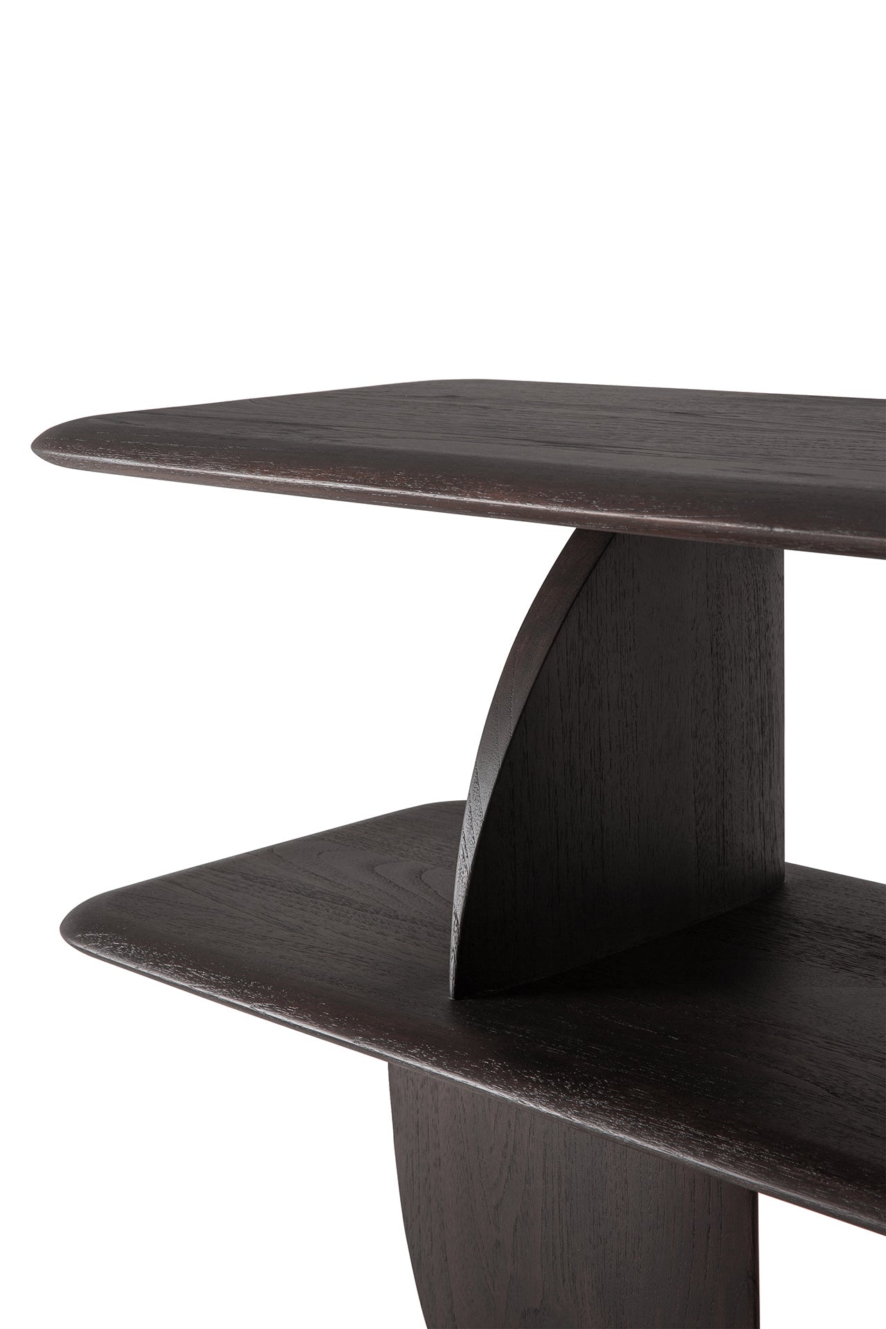 Geometric console - varnished teak - dark