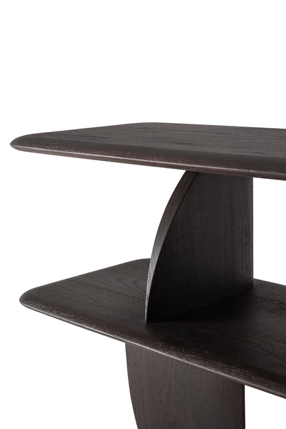 Geometric console - varnished teak - dark