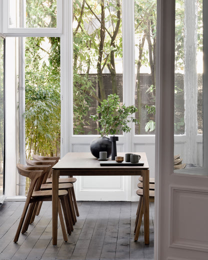 Bok dining table - varnished teak - brown - rectangular