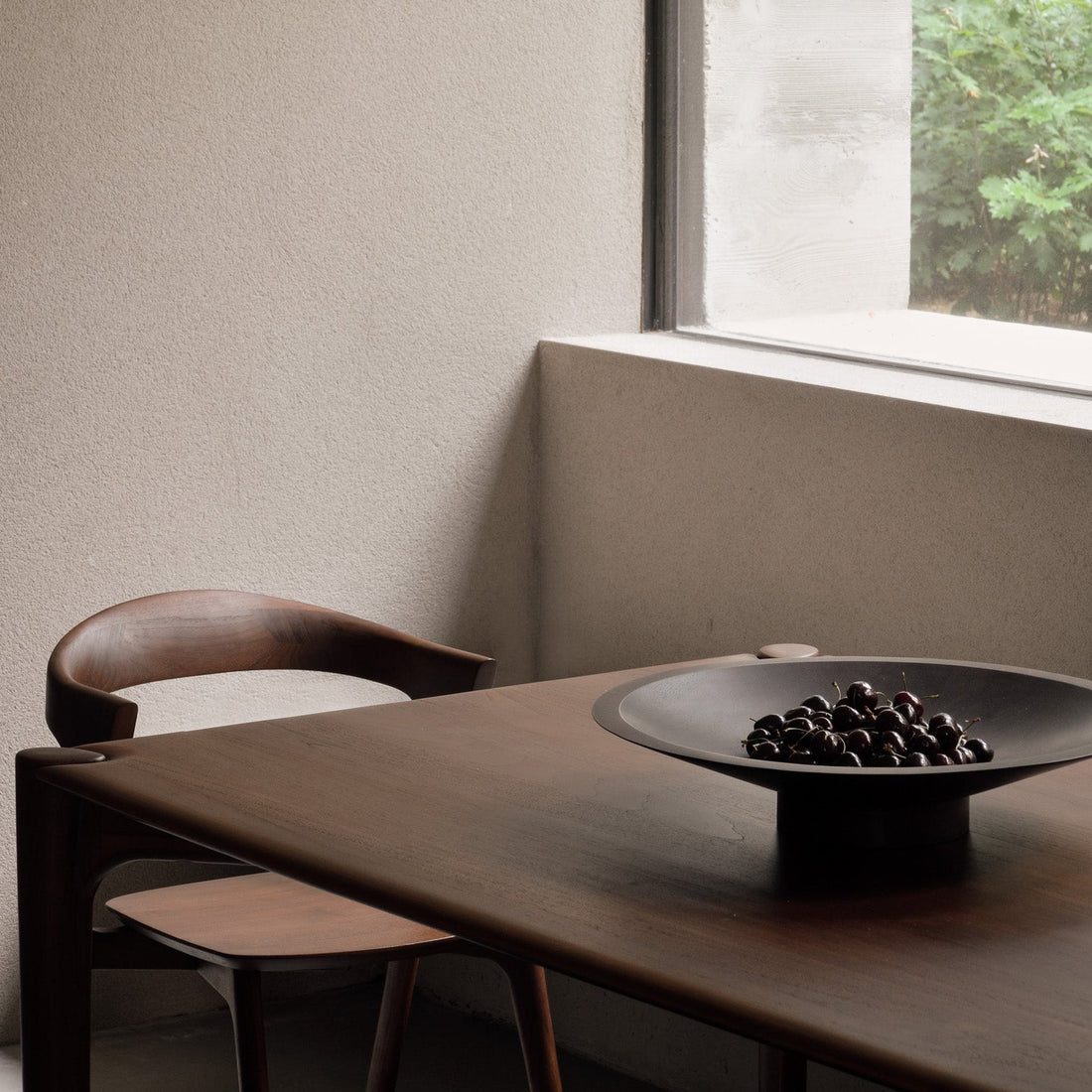 PI dining table - varnished teak - brown - rectangular