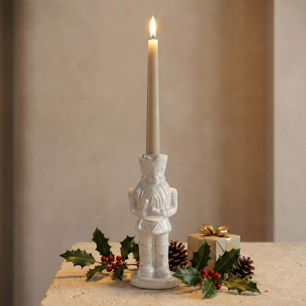 Ceramic Gnome Nutcracker Taper Holder, Large