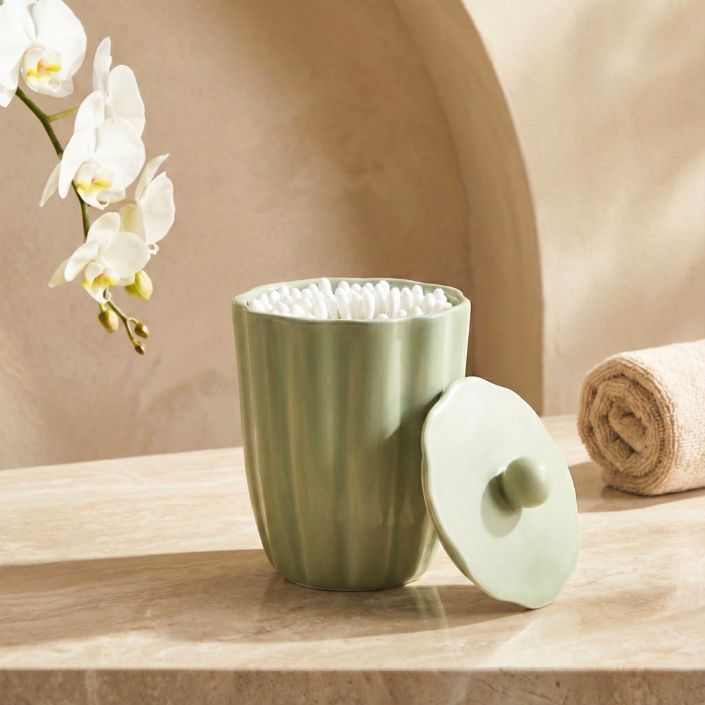 Nera Lidded Jar, Light Green