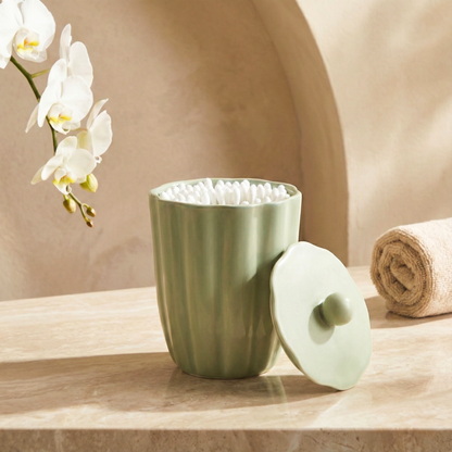 Nera Lidded Jar, Light Green