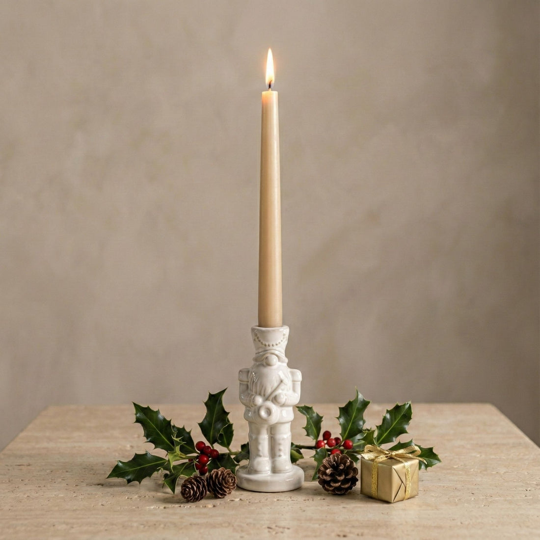 Ceramic Gnome Nutcracker Taper Holder, Small