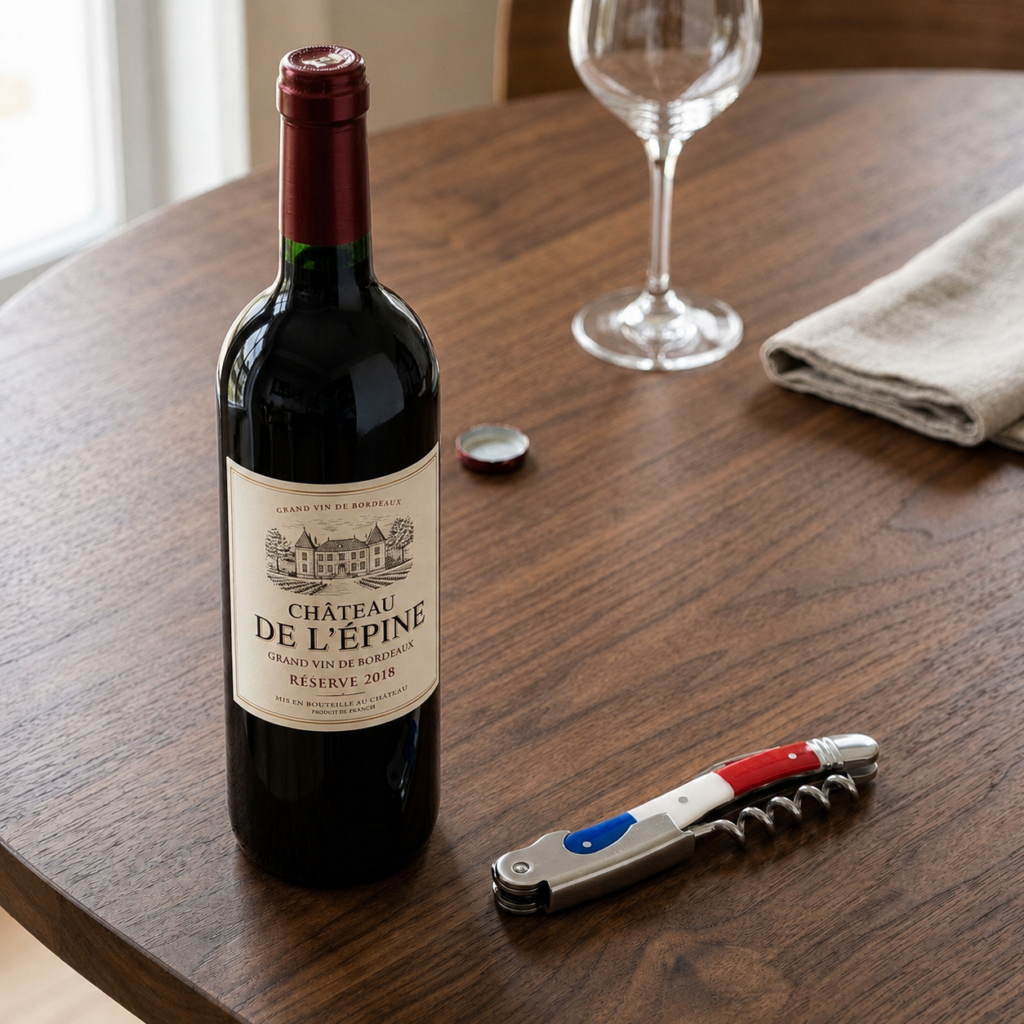 French Flag Corkscrew in Wooden Box
