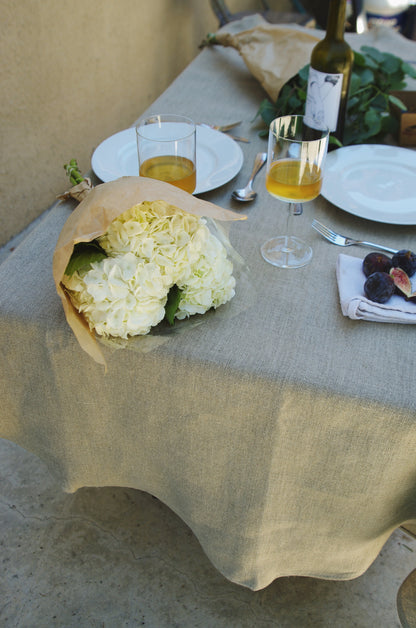 Thieffry Belgian Linen Tablecloth, Round, Raw Natural