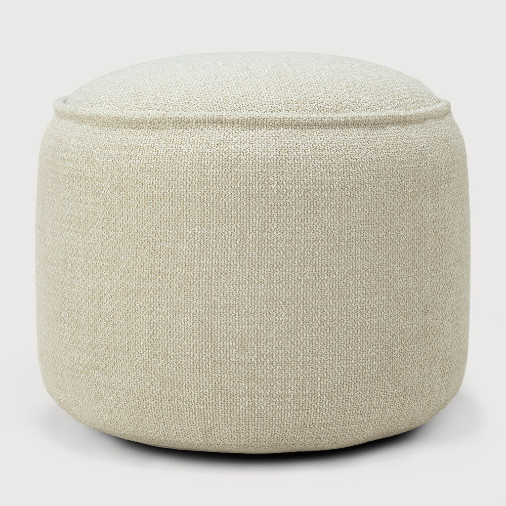 Donut Outdoor Pouf, Natural Check Fabric