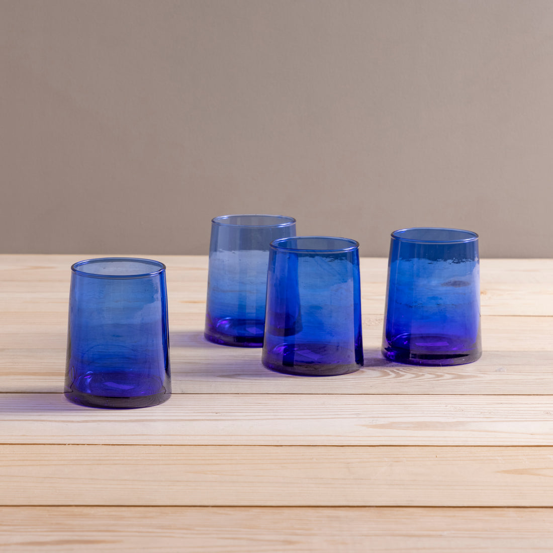 Recycled Cone Glass, Blue, Set of 4
