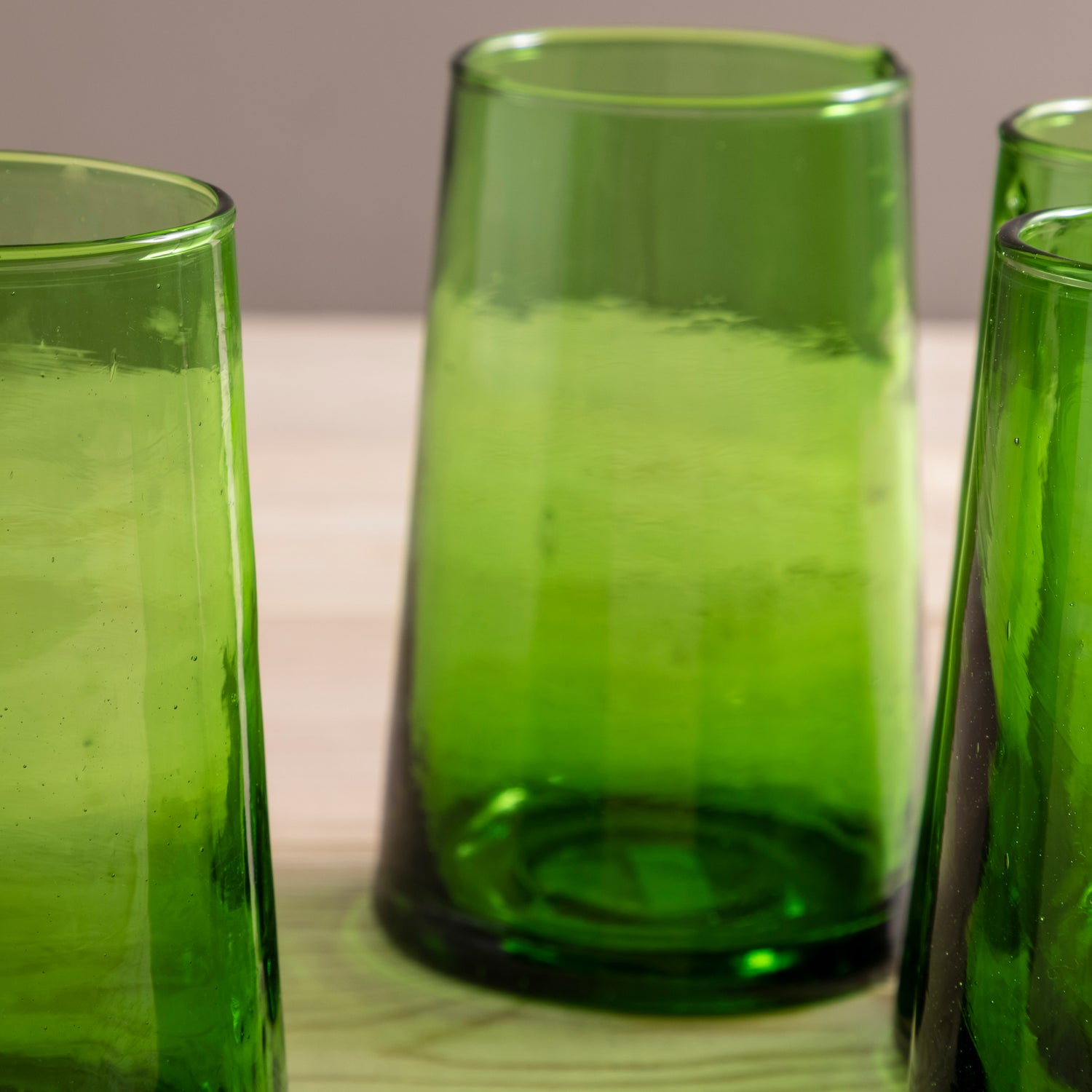 Recycled Tall Cone Glass, Green, Set of 4