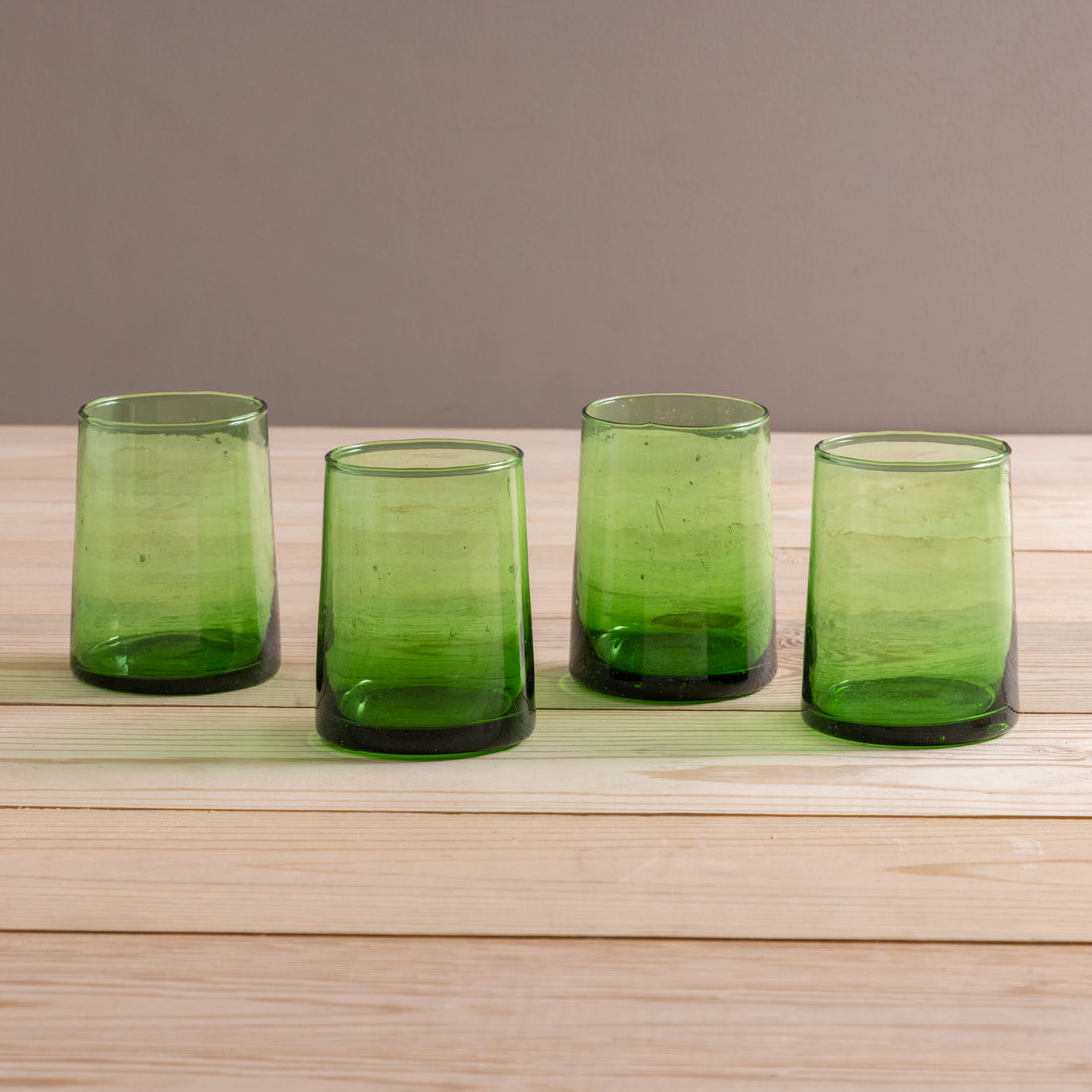 Recycled Cone Glass, Green, Set of 4