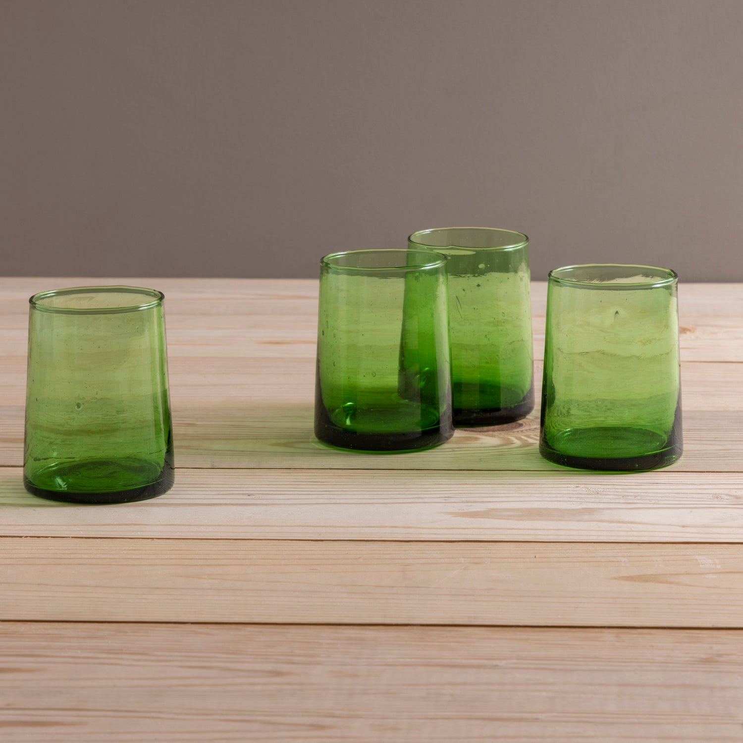 Recycled Cone Glass, Green, Set of 4