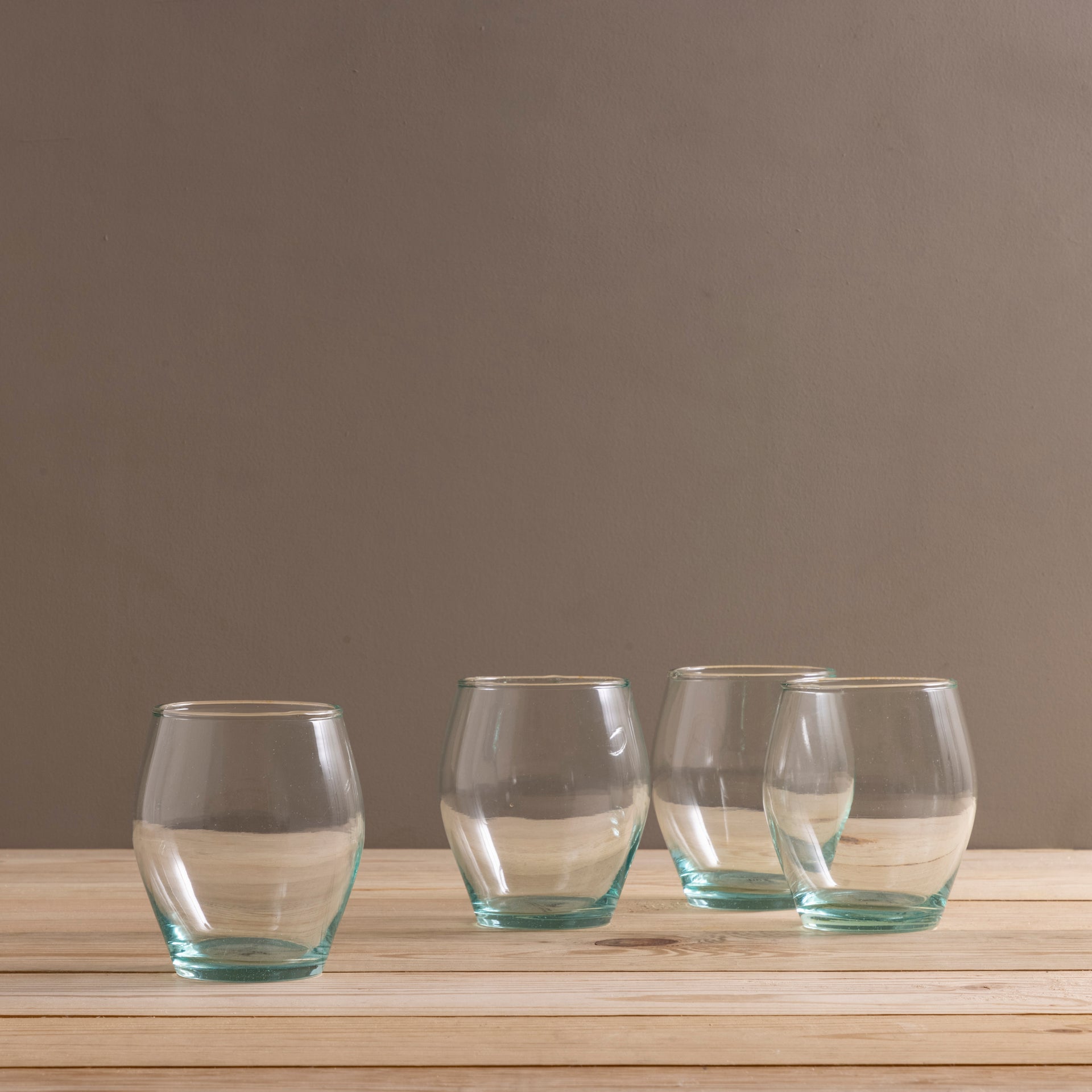 Premium Recycled Stemless Tulip Glass, Set of 4
