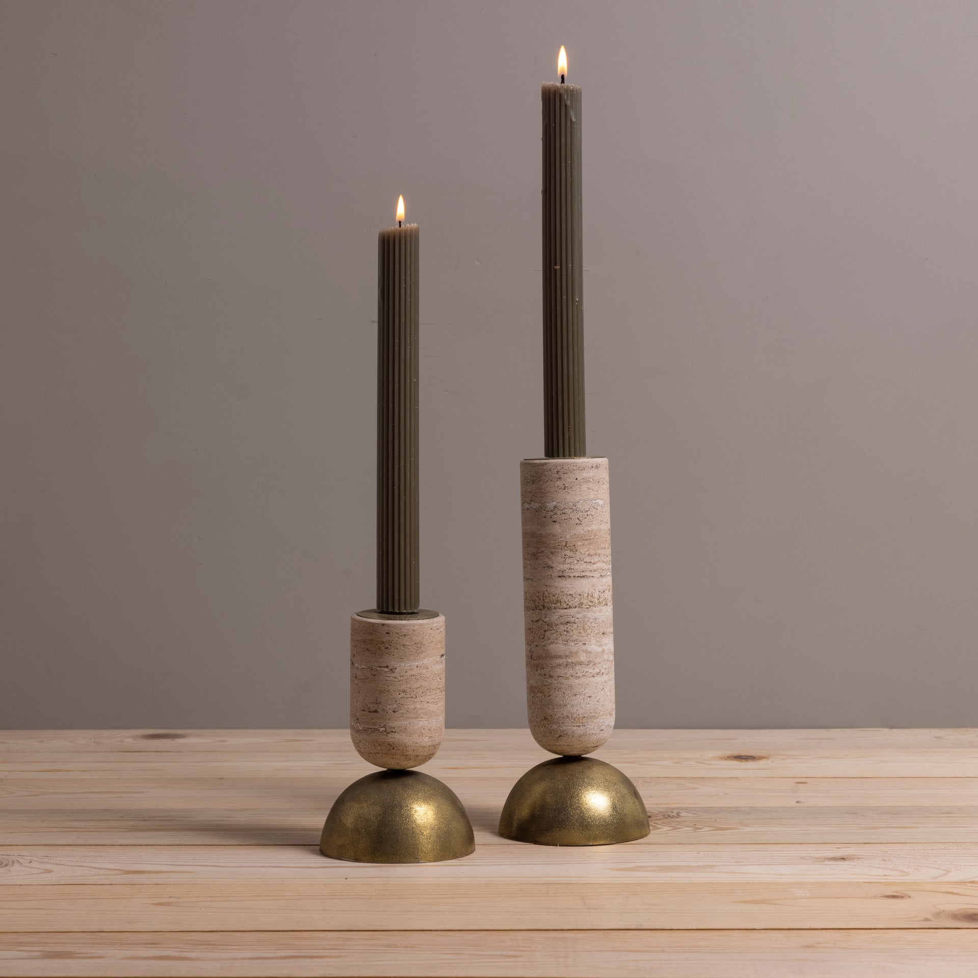 Reversible Candle Holders, Set of 3, Travertine