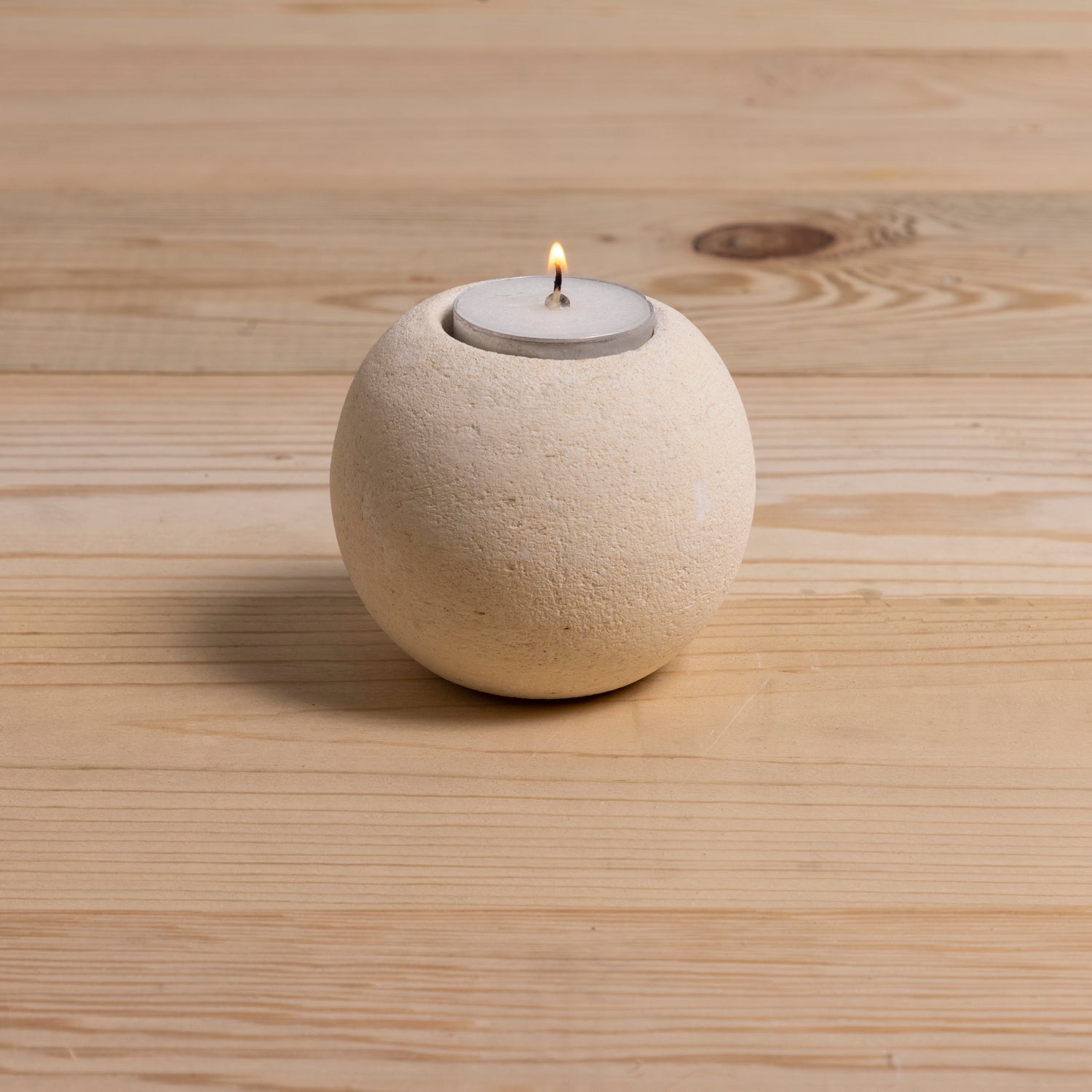 Round Sandstone Tea-light Holder, Small